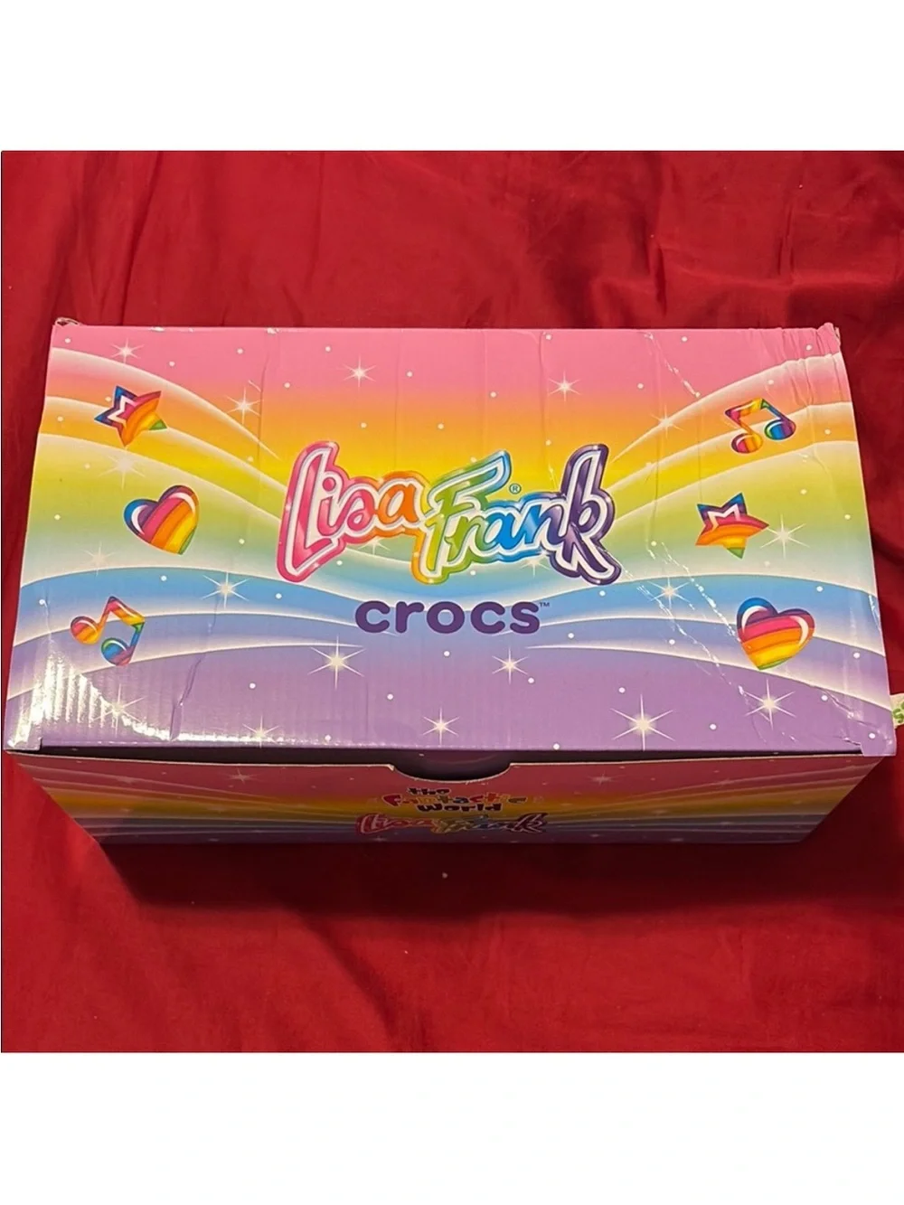 CROCS Kids' Classic Clog in Light Blue with Pink Strap and Rainbow Unicorn Print - Picture 2 of 3